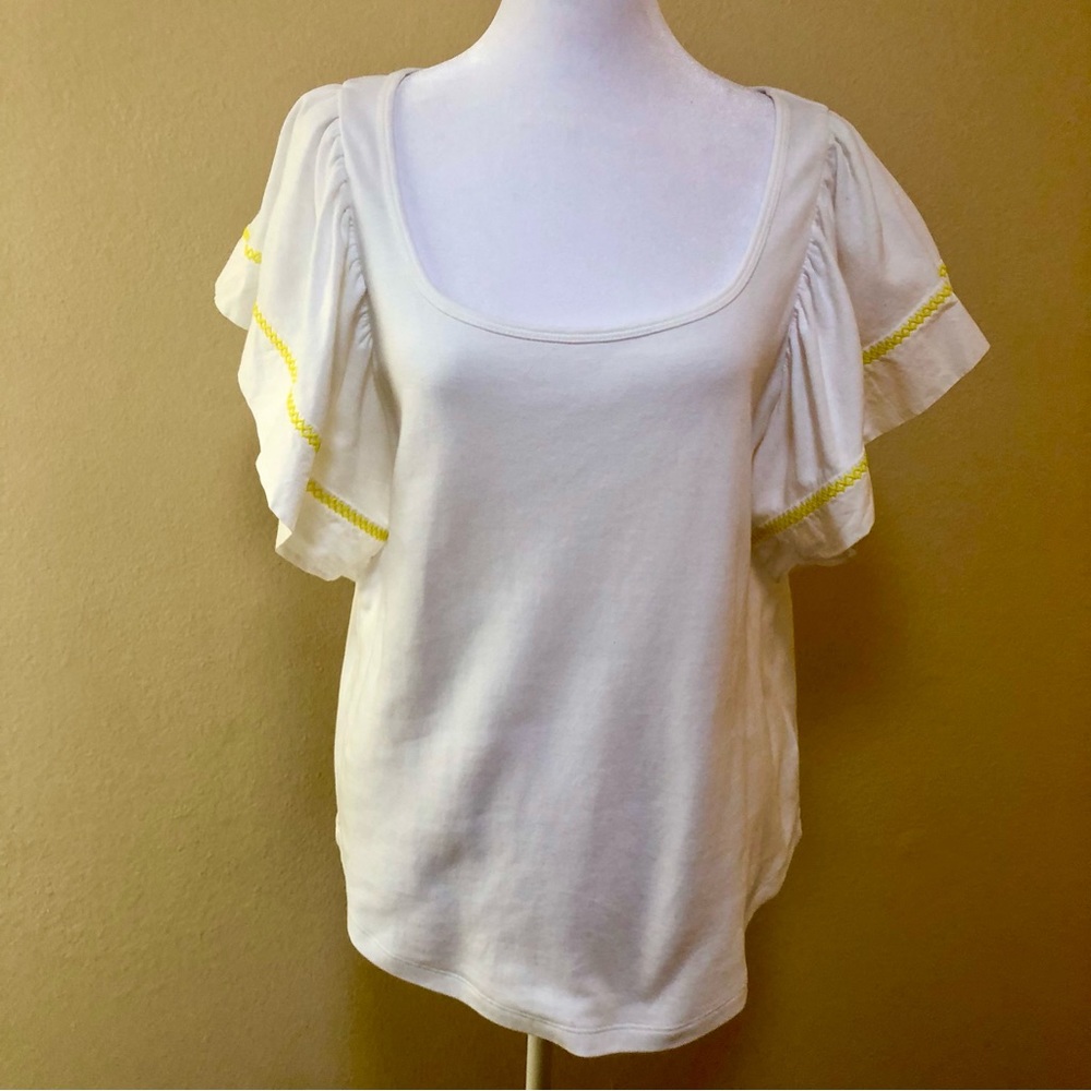MAEVE cute summer top with elephant ear sleeve. Size L